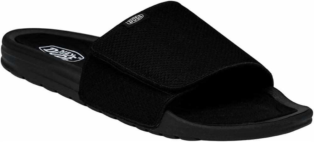 NEW HEY DUDE unisex phoenix basic knit sandal in black/white